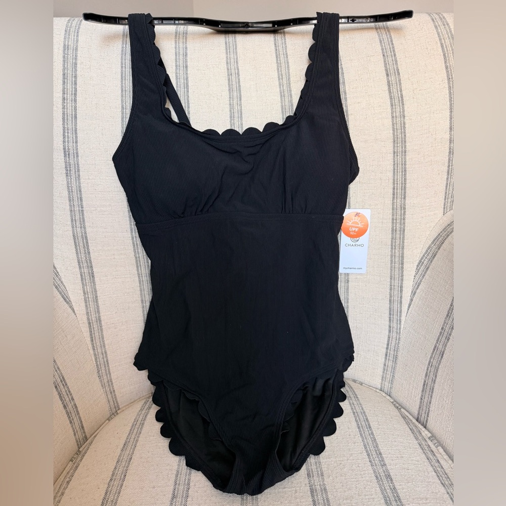 Black Scalloped One-Piece Swimsuit